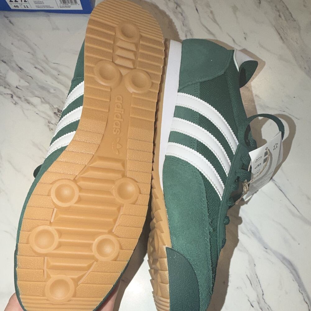 adidas Men's Low Top Lace-Up Athletic Sneakers Green/White Rubber Outsole - Picture 4 of 4